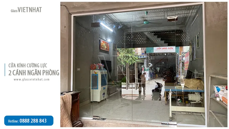 Cửa kính cường lực 2 cánh/MQ59 cua kinh cuong luc 2 canh bo 5 tam 1