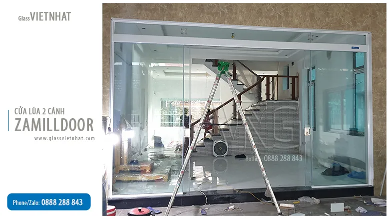 Báo giá cửa kính cường lực lùa giá tốt ở Hà Nội cua lua zamilldoor 2 canh 4