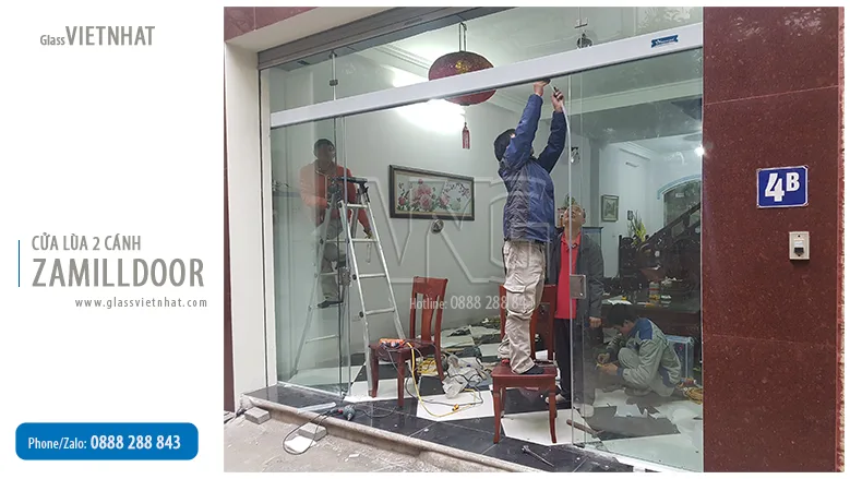 Báo giá cửa kính cường lực lùa giá tốt ở Hà Nội cua lua zamilldoor 2 canh 5