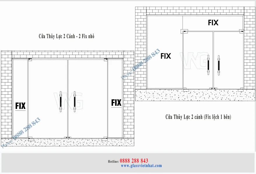 Cửa kính cường lực 2 cánh/MQ59 Ban ve cua thuy luc 2 canh 2 fix nho