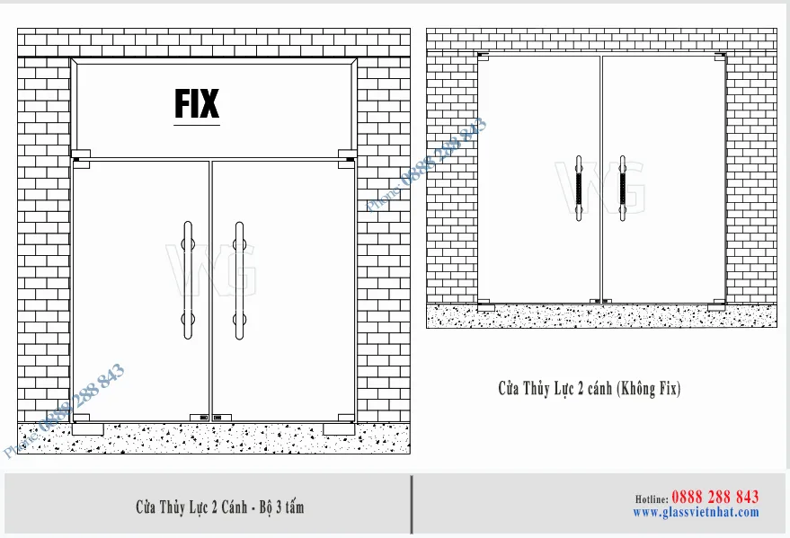 Cửa kính cường lực 2 cánh/MQ59 Ban ve cua thuy luc 2 canh
