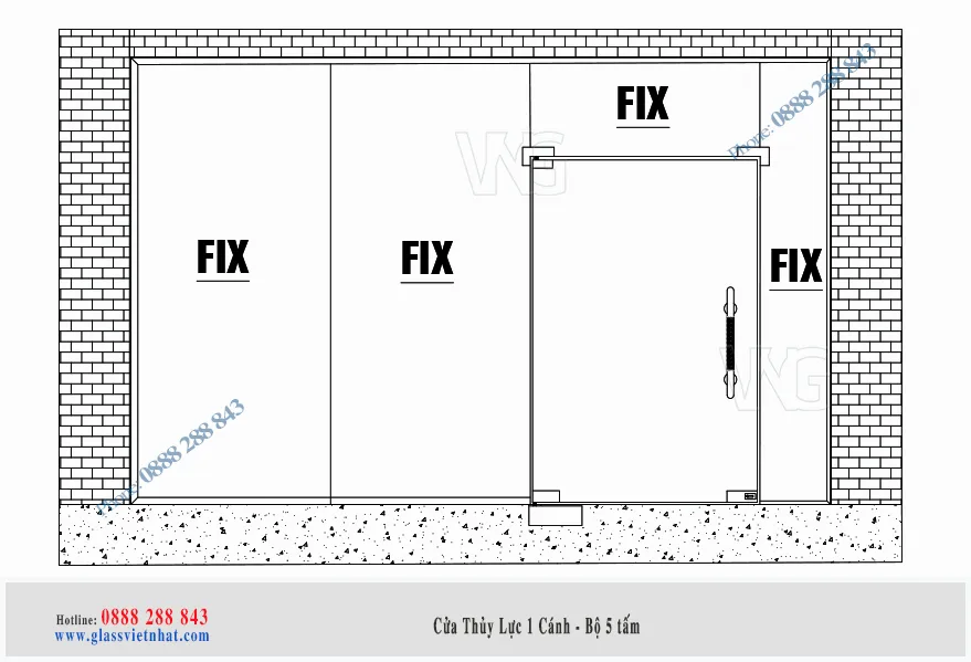 Cửa kính cường lực 2 cánh/MQ59 Ban ve cua thuy luc bo 5 tam